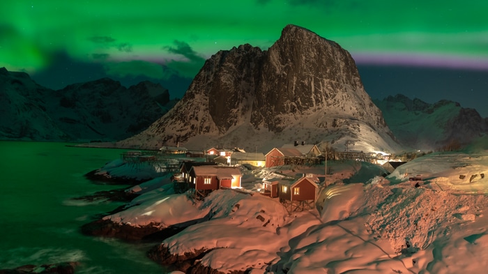 4K Norway Lofoten Islands Aurora Borealis Landscape