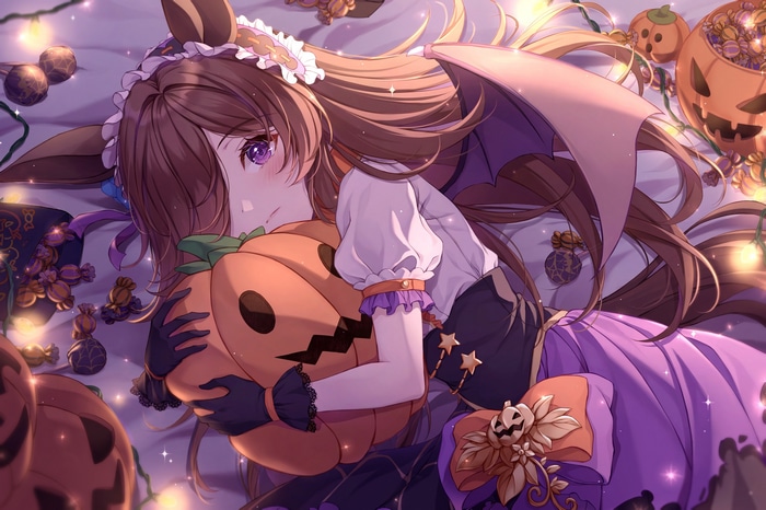 Halloween Rice Shower hugging a pumpkin