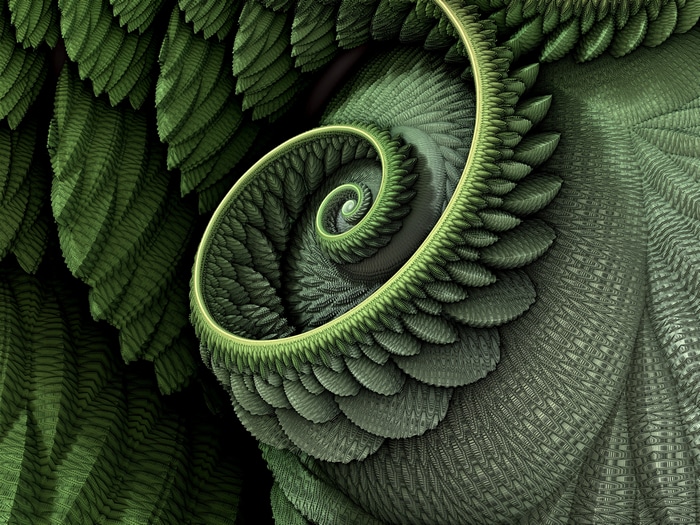 Green fractal spiral pattern