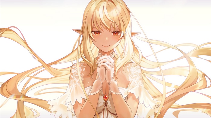 Shiranui Flare with Blonde Hair and Orange Eyes