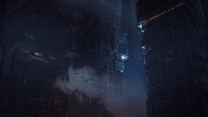 Science fiction artwork of futuristic cityscapes