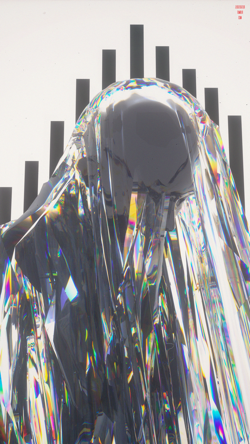 Abstract Glitch Art with Geometric Shapes