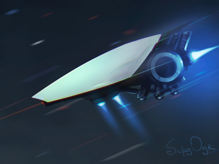 4K spaceship drone in motion