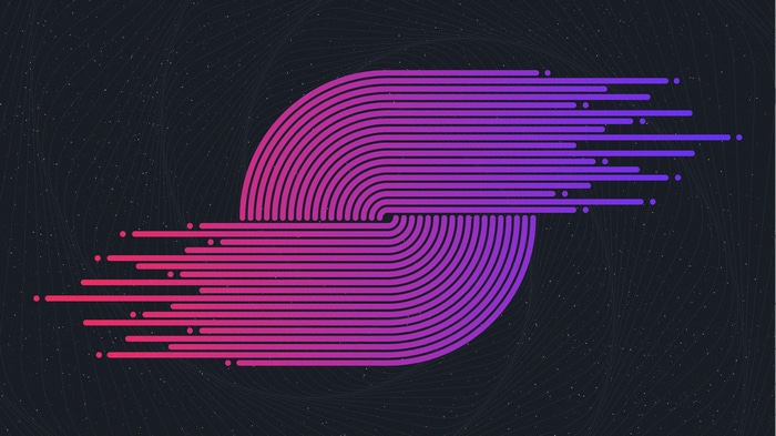 Retro S-shaped lines with neon gradient