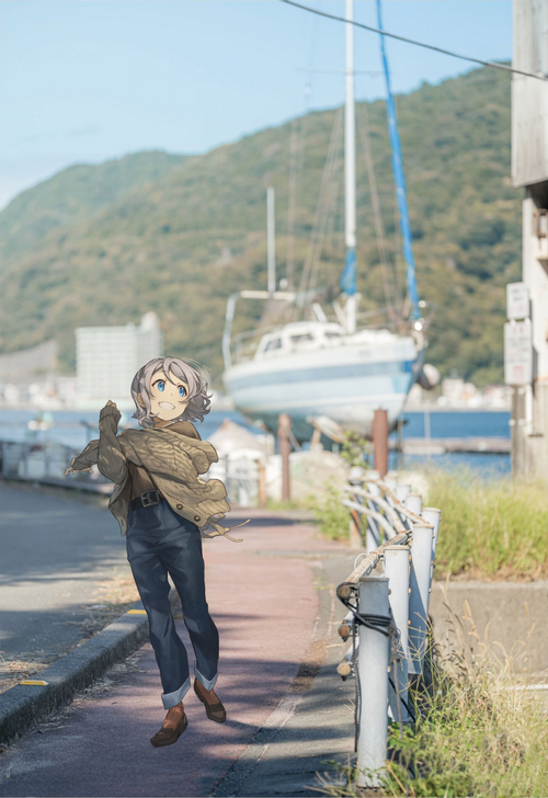 Watanabe You from Love Live! Sunshine running by the water