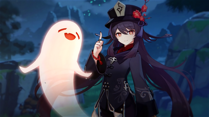 Hu Tao and Ghost from Genshin Impact
