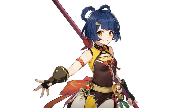 Xiangling from Genshin Impact holding a polearm