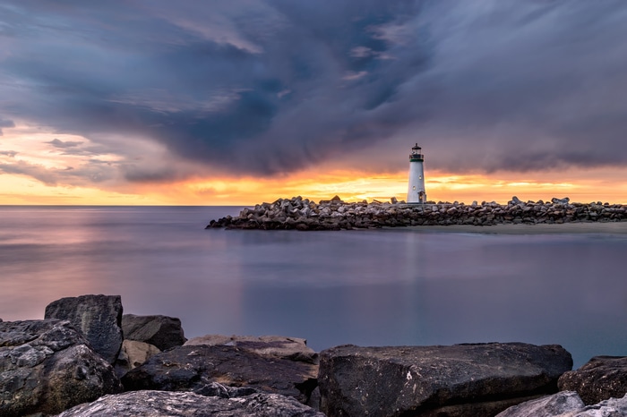 4K Walton Lighthouse at Sunset in Santa Cruz