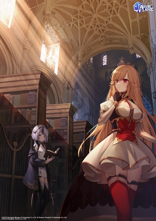 Azur Lane: Richelieu and Bearn in a Library