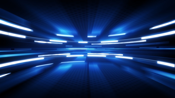 Abstract blue futuristic glowing lights 4K