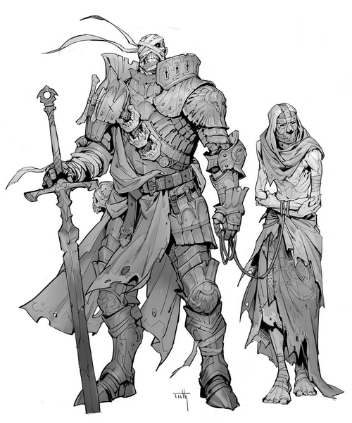 Mummy Knight and Companion with Sword