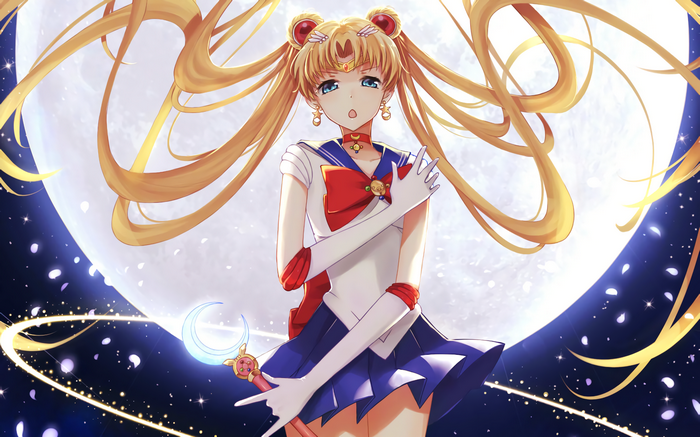 Sailor Moon with Crescent Wand and Moon