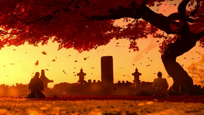 Ghost of Tsushima Samurai Meditation at Sunset