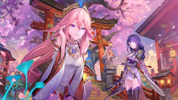Raiden Shogun and Yae Miko in Genshin Impact