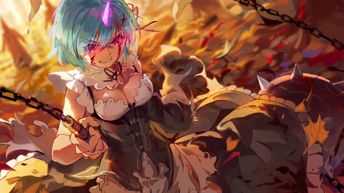 Rem from Re:Zero in battle