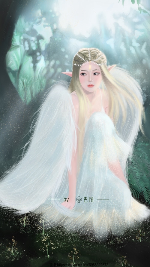 Elf with wings in a forest