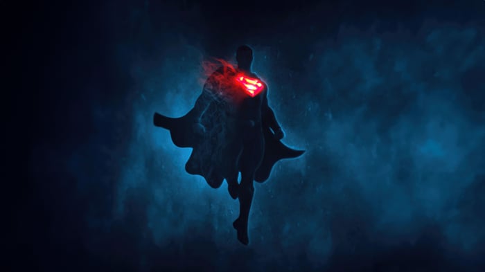 Superman Silhouette with Glowing Red Symbol