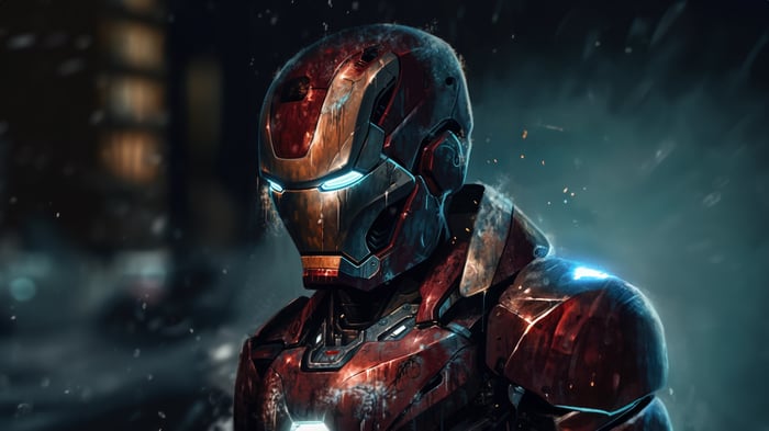 Iron Man in a Rainy City