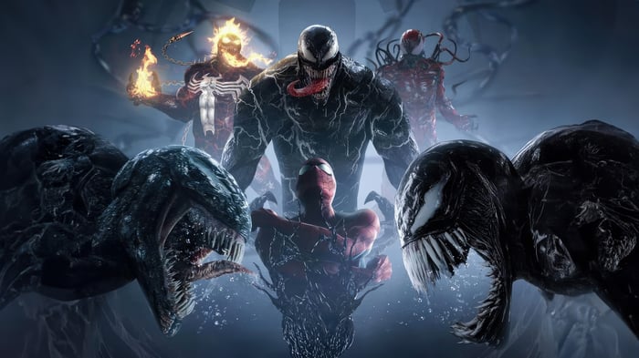 Spider-Man and Symbiotes in a Dark Multiverse