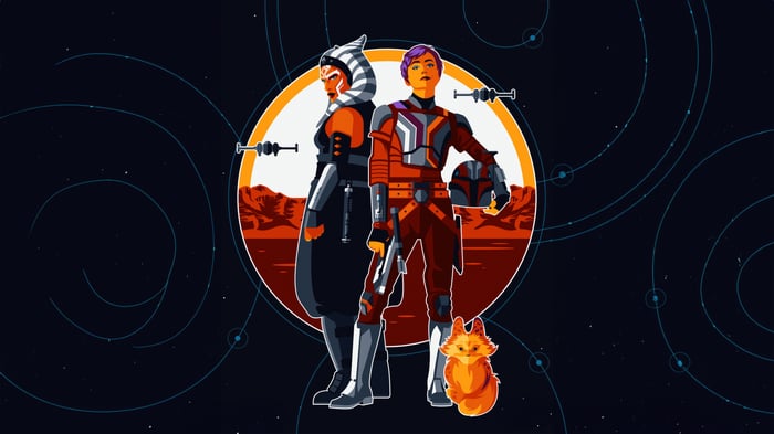 Ahsoka and Sabine Wren with Loth-cat