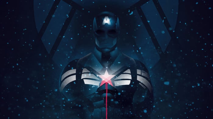 Captain America with a glowing star on his chest