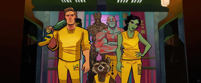 Guardians of the Galaxy in prison uniforms