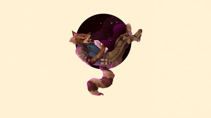 Rocket Raccoon reading in space