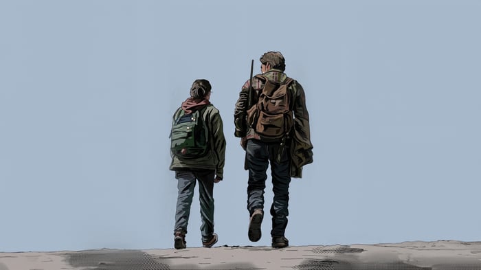 Joel and Ellie walking