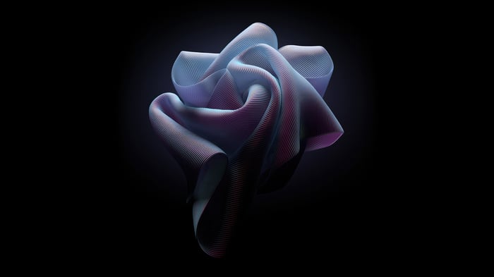 Abstract flowing fabric with purple and blue hues