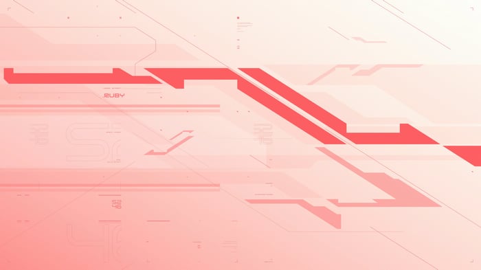 Abstract Ruby Gradient with Geometric Shapes