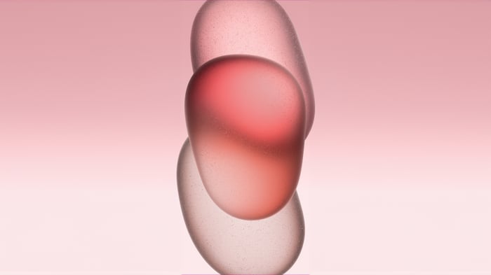 Pink and red translucent oval shapes