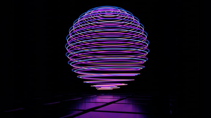 Sphere of swirling neon lights