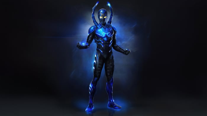 Blue Beetle Superhero in Blue Armor