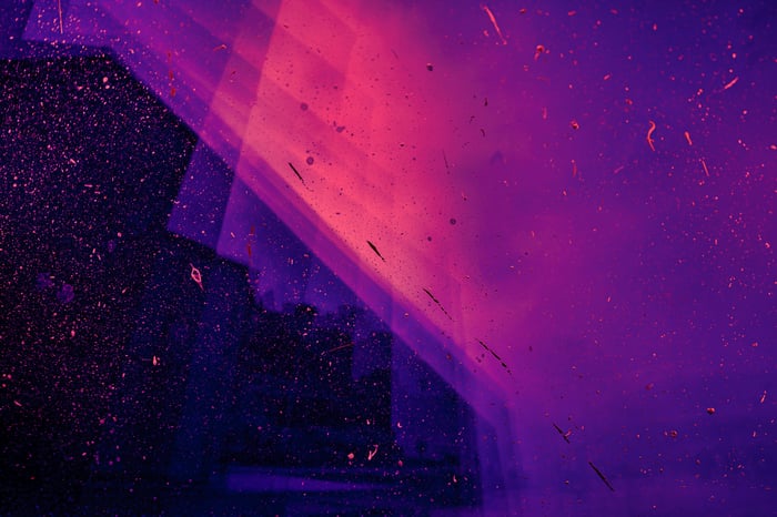 Pink and purple abstract with speckles