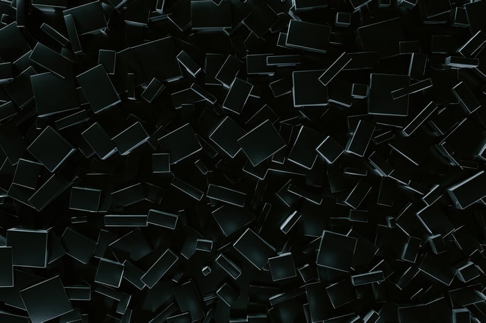 Abstract dark cubes in a random pattern