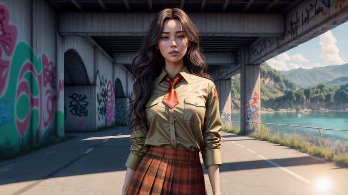 Anime Girl In School Uniform Dress