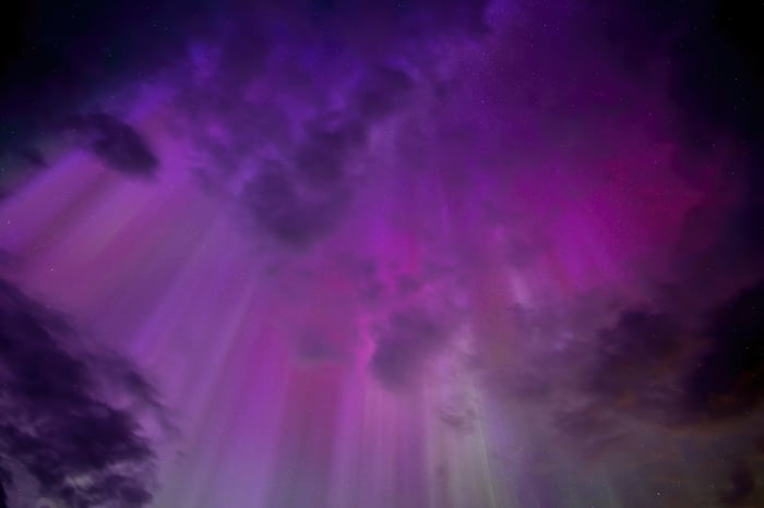 Aurora Borealis in Alberta Night Sky