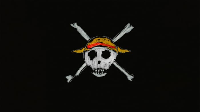 One Piece Jolly Roger flag drawn with chalk