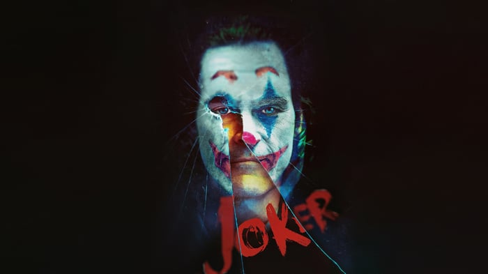 Joker movie poster with cracked face