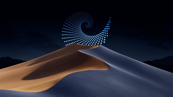 Fibonacci Sequence Over Desert Dunes at Night