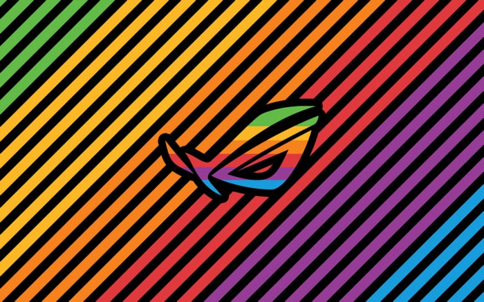 Republic of Gamers logo with rainbow stripes