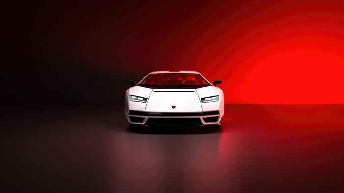 White Lamborghini Countach Front View