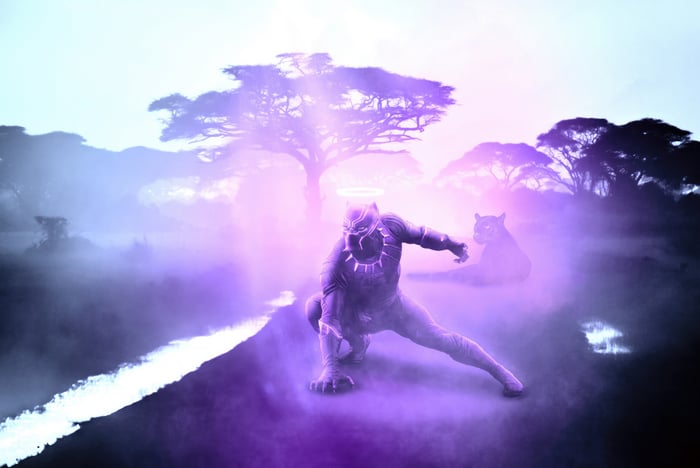 Black Panther in a Misty Savannah