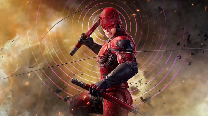 Daredevil in Red Suit with Billy Clubs