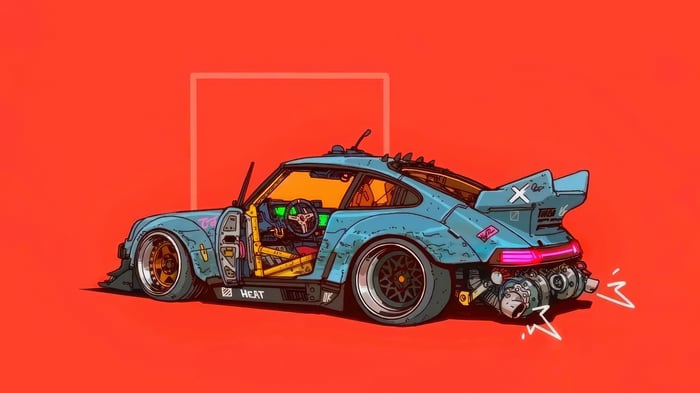 Cyberpunk Porsche 911 with Twin Turbos