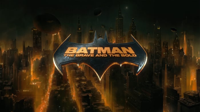 Batman The Brave And The Bold Logo Over Cityscape