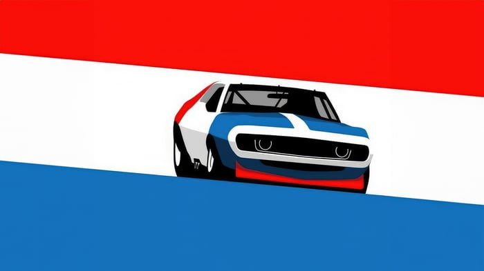 Classic Car with Red, White, and Blue Stripes
