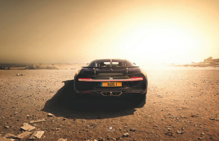 Bugatti Chiron in a desert landscape