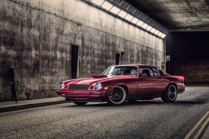 Red Chevy Camaro in a Tunnel