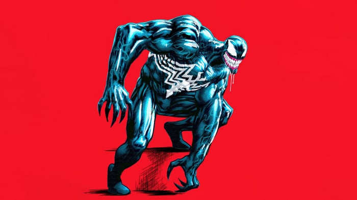 Venom on Red Background